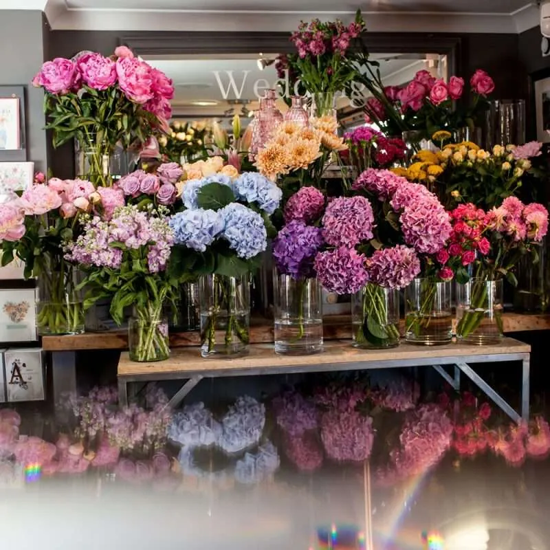Fresh flowers suitable for a business display
